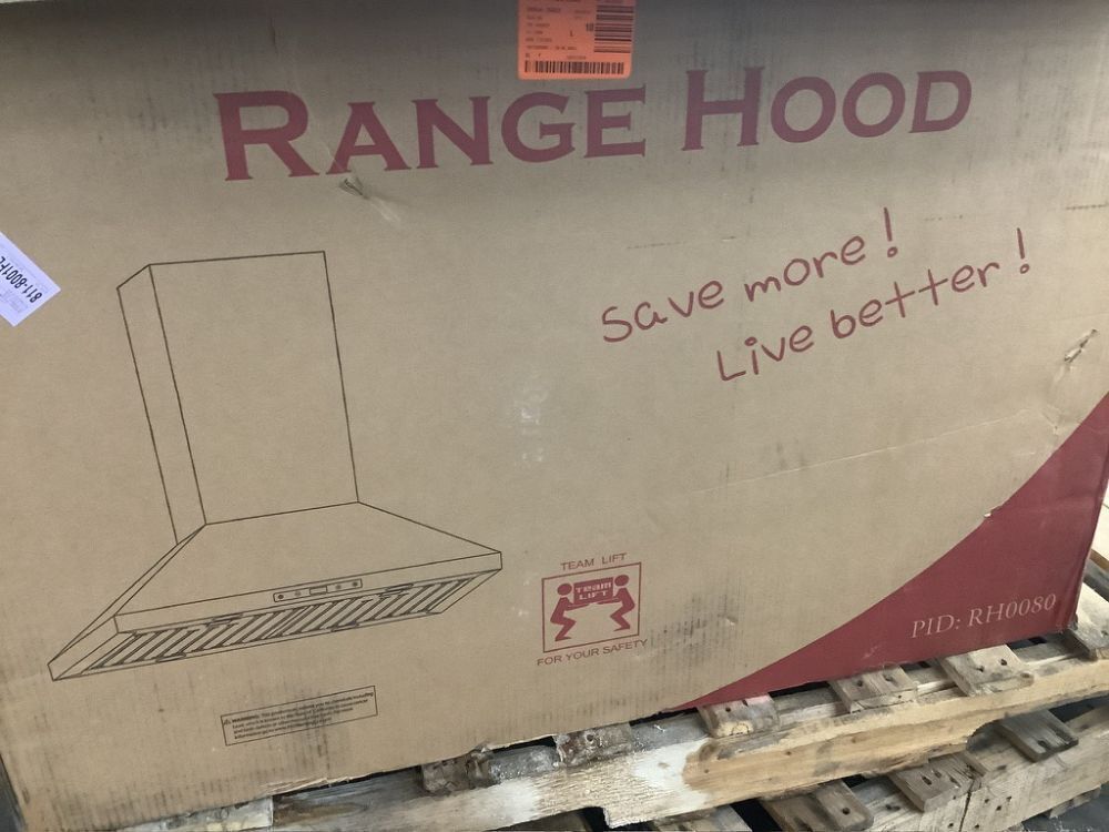 AKDY 30 in. 343 CFM Convertible Kitchen Island Mount Range Hood in Black Painted Stainless Steel with Touch Control - Image 3 - Lot 74JF