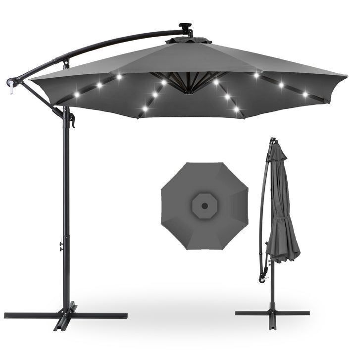 Solar LED Offset Hanging Patio Umbrella w/ Crank Tilt Adjustment - 10ft - Image 1 - Lot 194