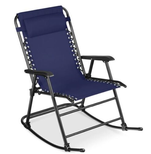 Folding Outdoor Zero Gravity Rocking Lounge Chair w/ Headrest Pillow - Lot 313