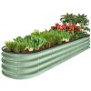 Outdoor Metal Raised Oval Garden Bed for Vegetables, Flowers - 8x2x1ft - Thumbnail 1