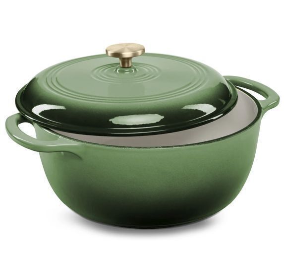 Cast-Iron Dutch Oven Kitchen Cookware w/ Enamel, Handles - 6qt - Image 1 - Lot 607