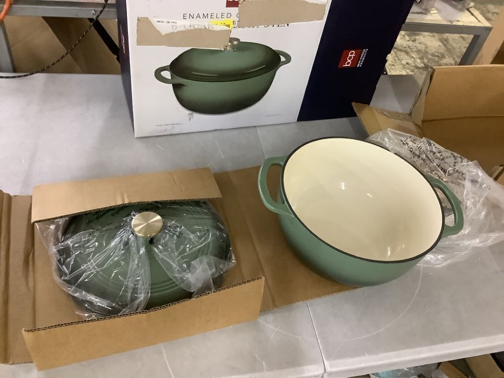 Cast-Iron Dutch Oven Kitchen Cookware w/ Enamel, Handles - 6qt - Image 2 - Lot 607