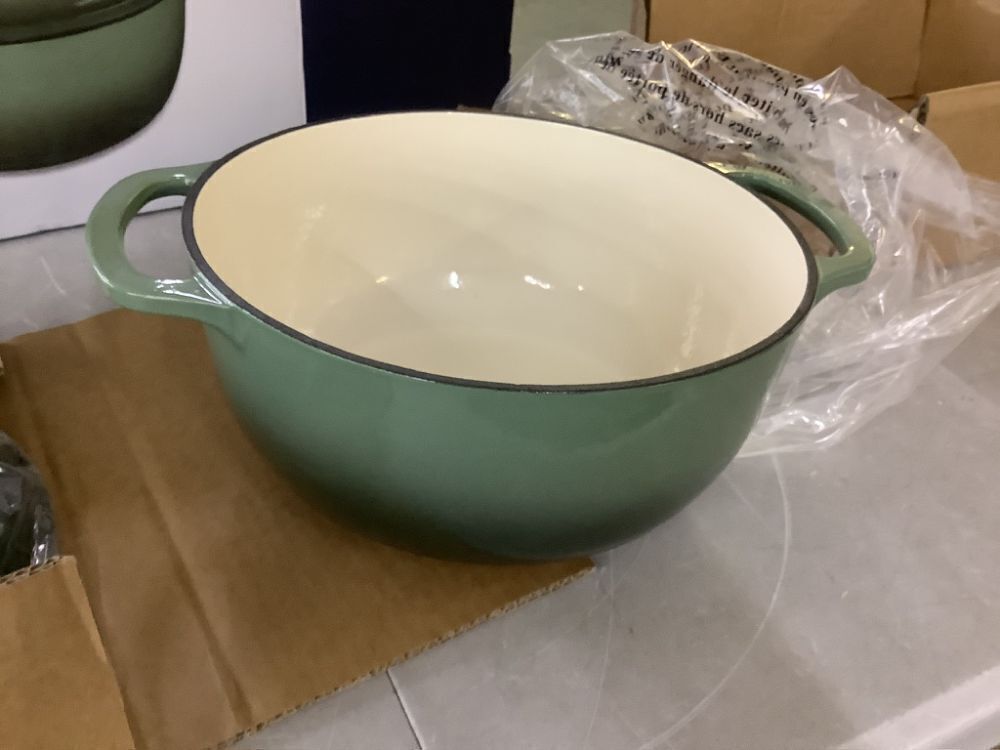 Cast-Iron Dutch Oven Kitchen Cookware w/ Enamel, Handles - 6qt - Image 3 - Lot 607
