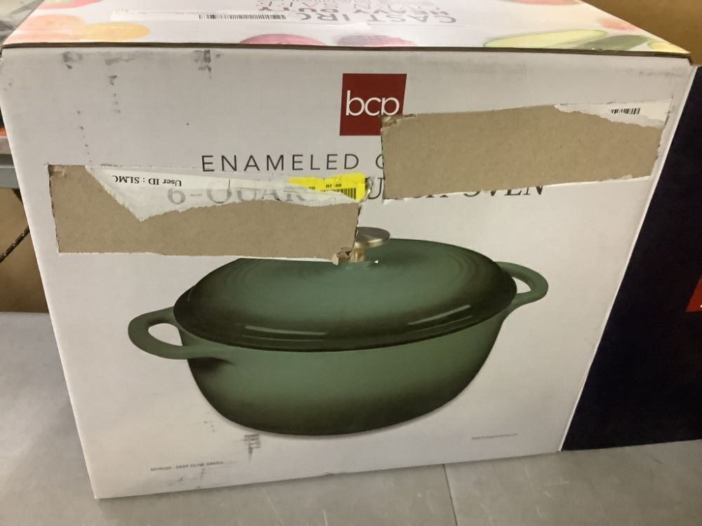 Cast-Iron Dutch Oven Kitchen Cookware w/ Enamel, Handles - 6qt - Image 5 - Lot 607