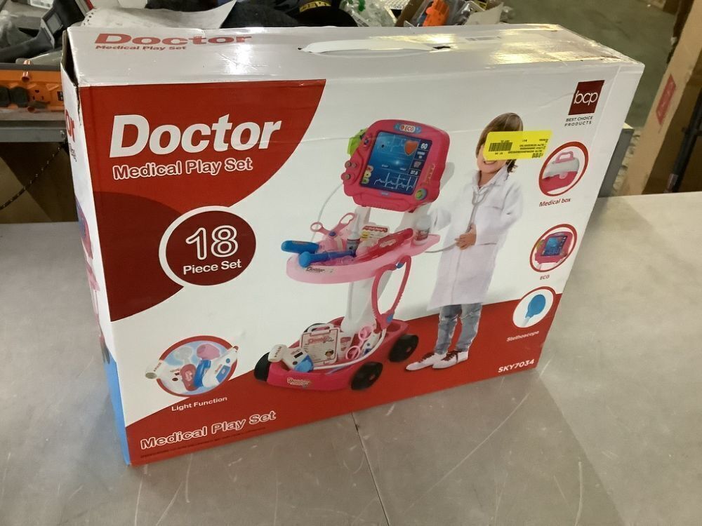 Play Doctor Kit for Kids, Boys & Girls with 17 Accessories, Mobile Cart - Image 2 - Lot 609