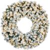 60" Pre-Lit Flocked Artificial Fir Christmas Wreath w/ 2-in-1 LED Lights - Thumbnail 1