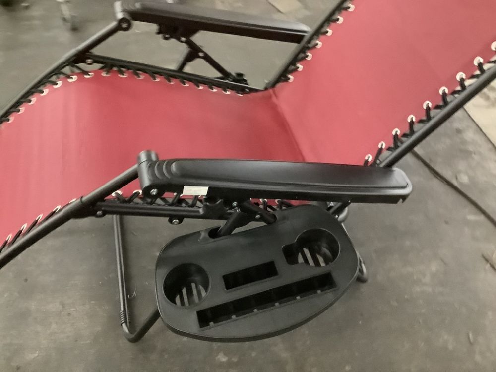 Folding Zero Gravity Recliner Patio Lounge Chair w/ Canopy, Side Tray - Image 2 - Lot 614