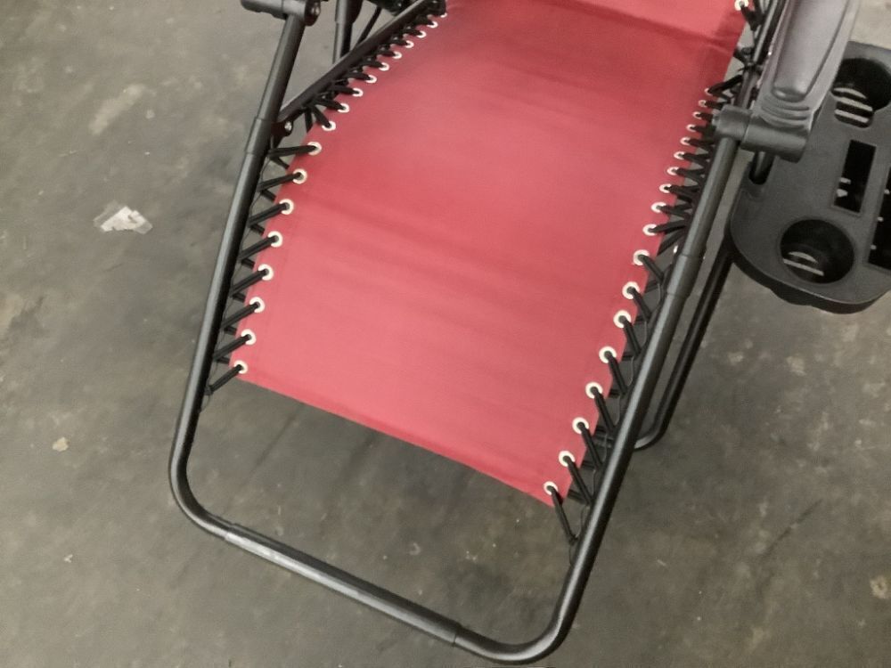 Folding Zero Gravity Recliner Patio Lounge Chair w/ Canopy, Side Tray - Image 4 - Lot 614
