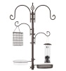 4-Hook Bird Feeding Station, Steel Feeder Stand w/ 2 Bird Feeders - 91in - Thumbnail 1