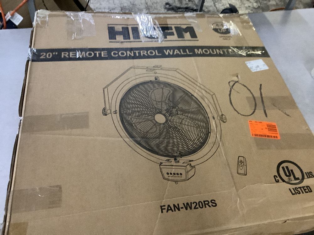 HiCFM 20 in. Yellow 5000 CFM Orbital Remote Wall Mounted Fan, 1/5 HP Motor, Timer, Tilt, Oscillating, 3-Speed - Image 6 - Lot 99JF