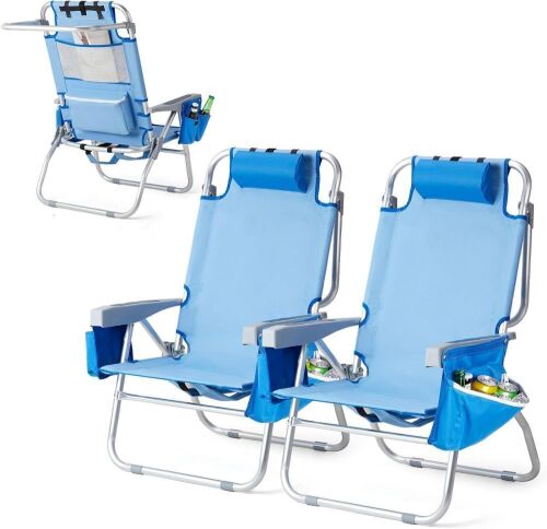 VINGLI Tall Backpack Beach Chairs, 2 Pack - Lot 235