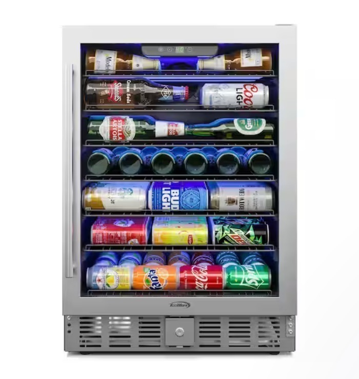 Koolmore 5 cu. ft. Mini-Fridge with Glass-Door fits 65 12 oz. Bottle or Can Cooler in Stainless Steel - Image 2 - Lot 8JF
