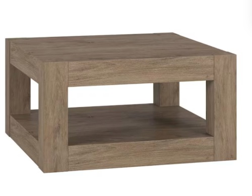 Hughes 32 in. Antiqued Gray Oak Square MDF Top Coffee Table - Lot 85JF