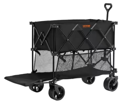Vevor Collapsible Folding Wagon 14.12 cu.ft Steel Beach Wagon Cart with All-Terrain Wheels Heavy-Duty Folding Garden Cart - Lot 92JF