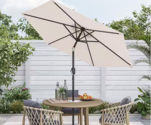 Lot of (6) Sonkuki 7.5 ft. Patio Market Crank and Tilt Umbrellas, Table Umbrellas,UV-Resistant Canopy in Beige - Lot 93JF
