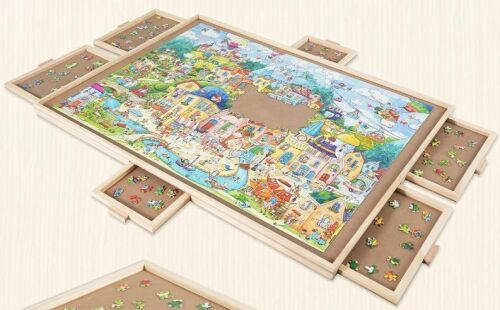 1500 Piece Rotating Puzzle Board with Drawers - Lot 410