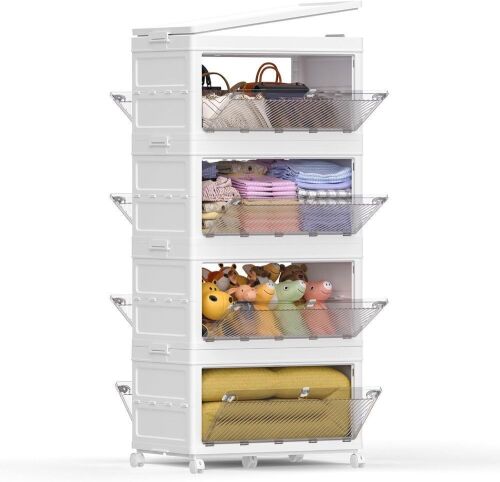 Stackable Plastic Storage Bins, 4 Pack - Lot 415