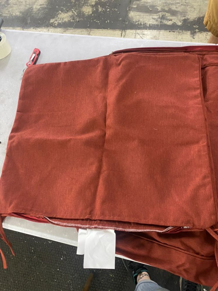 Outdoor Deep Seat Cushion Set, Ruby Red, Set of 2 & (2) Throw Pillows - Image 3 - Lot 416