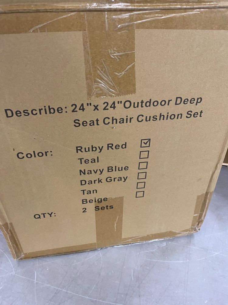Outdoor Deep Seat Cushion Set, Ruby Red, Set of 2 & (2) Throw Pillows - Image 5 - Lot 416