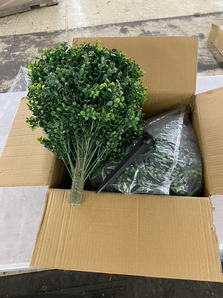 28" Artificial Boxwood Topiary Ball with Ground Spike, Set of 2 - Image 2 - Lot 517