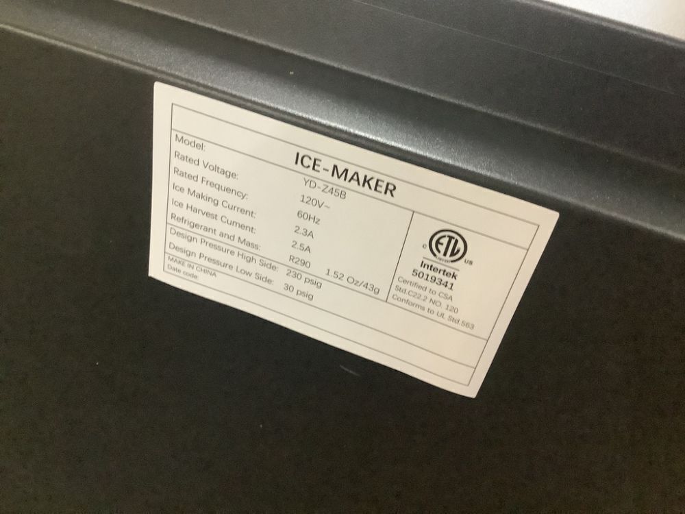 Denjol 15" 130 lbs. / Day Half Size Cube Commercial Built-in/Freestanding Ice Maker In Black With Upgrade High Power Compressor - Image 6 - Lot 9JF