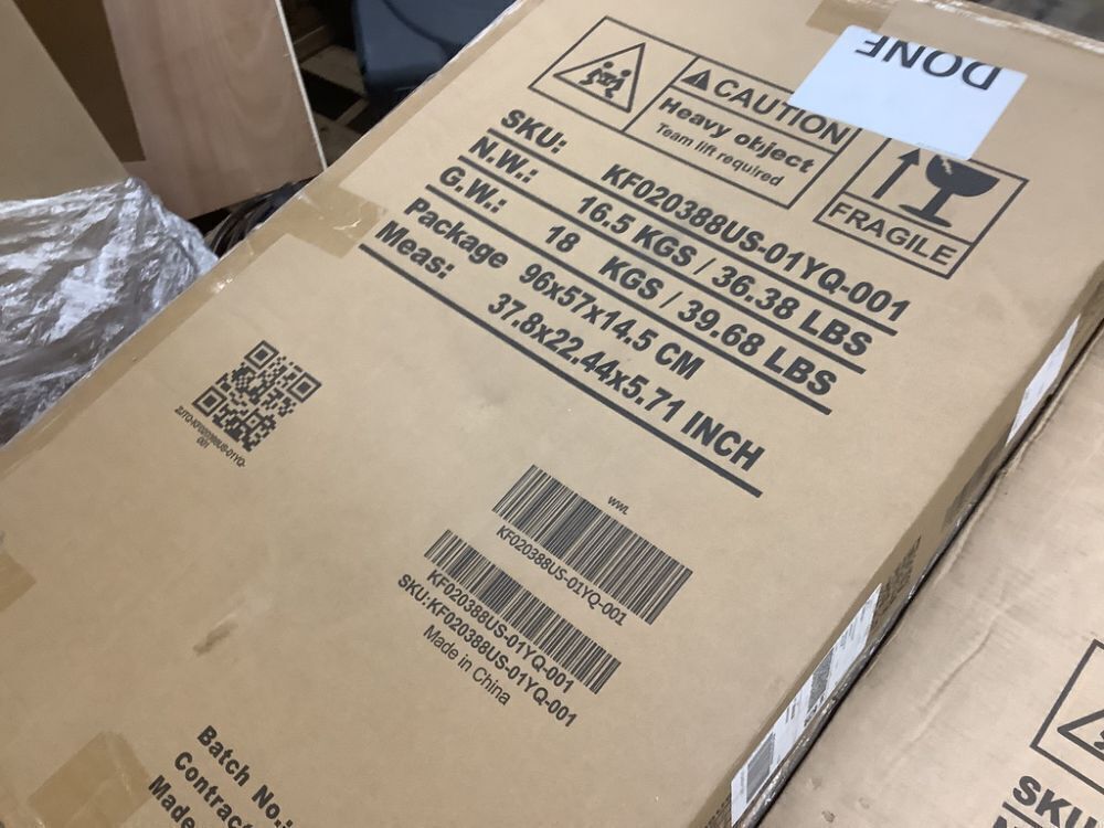 FUFU&GAGA Light Oak Wood 31.5 in. Bedroom Armoire with Frosted Glass Doors and 2-Drawers - Image 3 - Lot 31JF