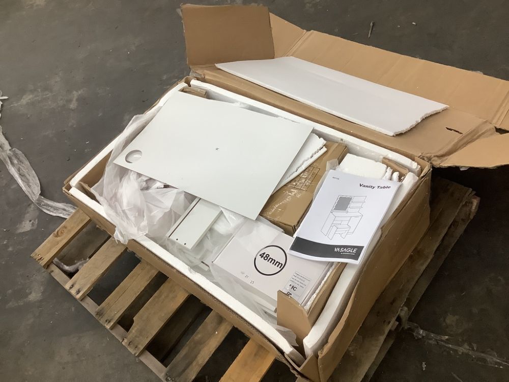 VASAGLE Vanity Desk with Mirror and Lights, 35.4-Inch - Image 2 - Lot 42JF