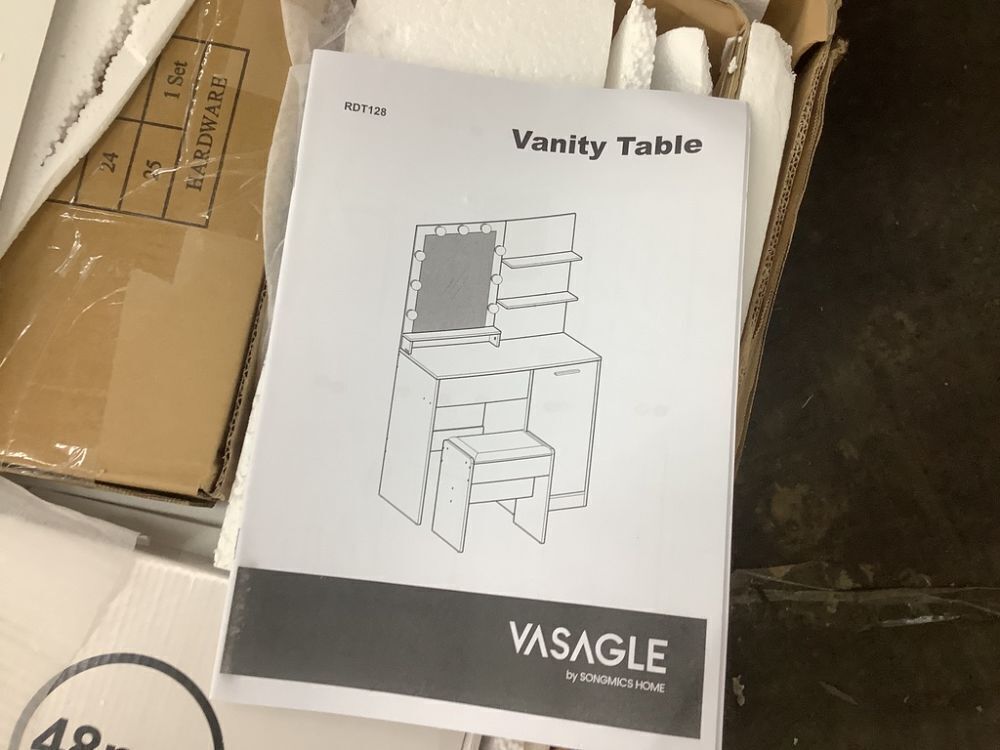 VASAGLE Vanity Desk with Mirror and Lights, 35.4-Inch - Image 3 - Lot 42JF