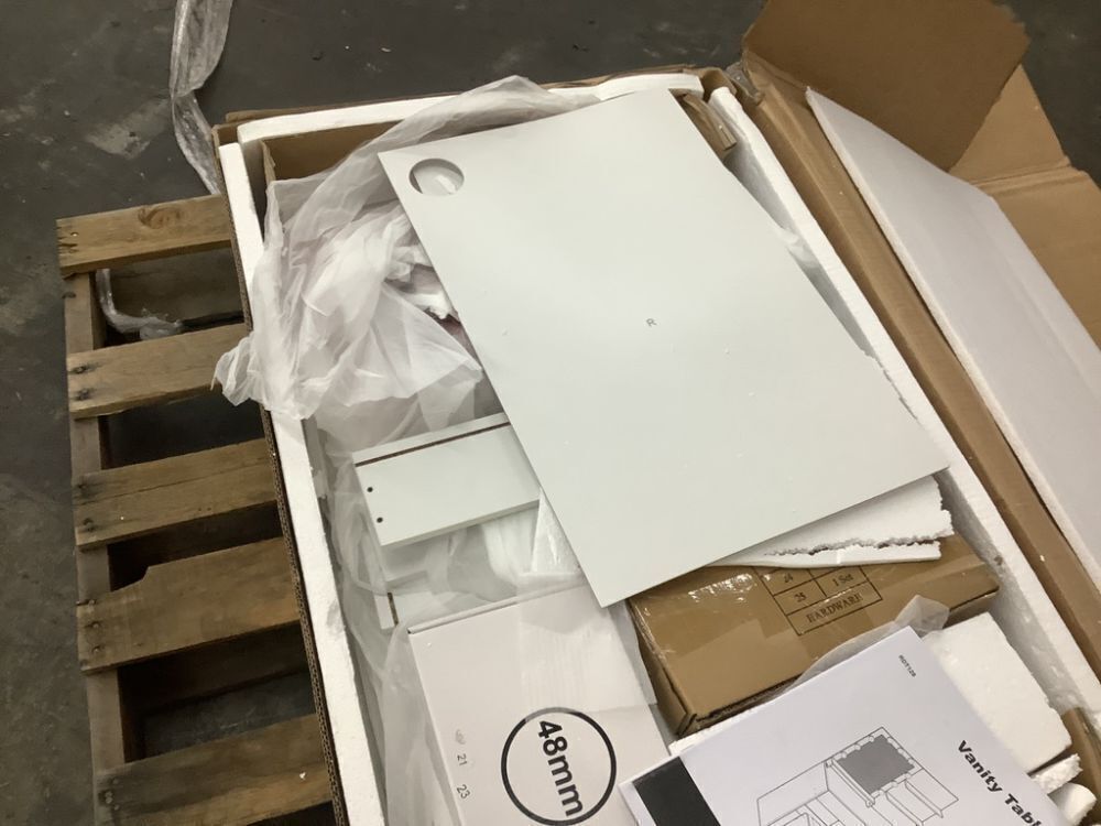 VASAGLE Vanity Desk with Mirror and Lights, 35.4-Inch - Image 4 - Lot 42JF