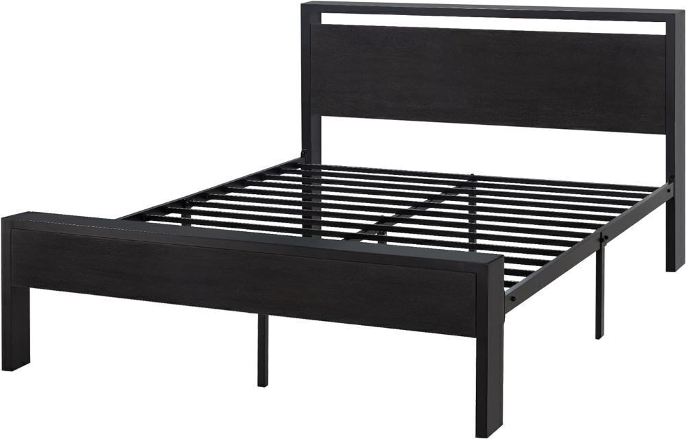 14 Inch Queen Size Metal Platform Bed Frame with Wooden Headboard and Footboard - Image 1 - Lot 46JF