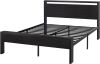 14 Inch Queen Size Metal Platform Bed Frame with Wooden Headboard and Footboard - Thumbnail 1