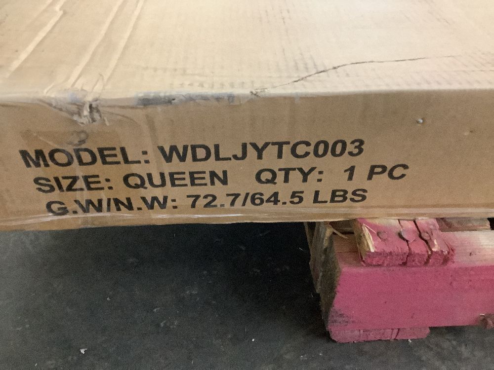 14 Inch Queen Size Metal Platform Bed Frame with Wooden Headboard and Footboard - Image 3 - Lot 46JF