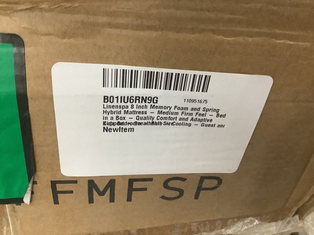 Linenspa 8 Inch Memory Foam and Spring Hybrid Mattress, Full - Image 3 - Lot 53JF