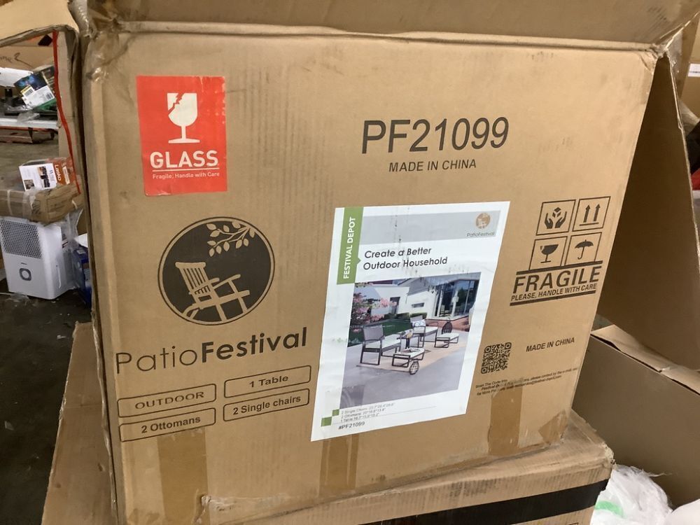 Patio Festival 5-Piece Wicker Patio Conversation Set with Offwhite Cushions - Image 2 - Lot 55JF