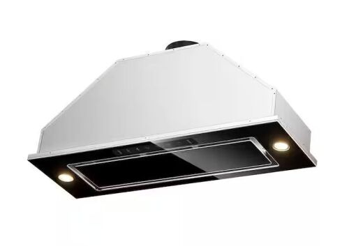 VIKIO 30 in 900CFM Convertible Insert Range Hood in Stainless Steel with Black Glass with LED Gesture Sensing, Charcoal Filter - Lot 58JF