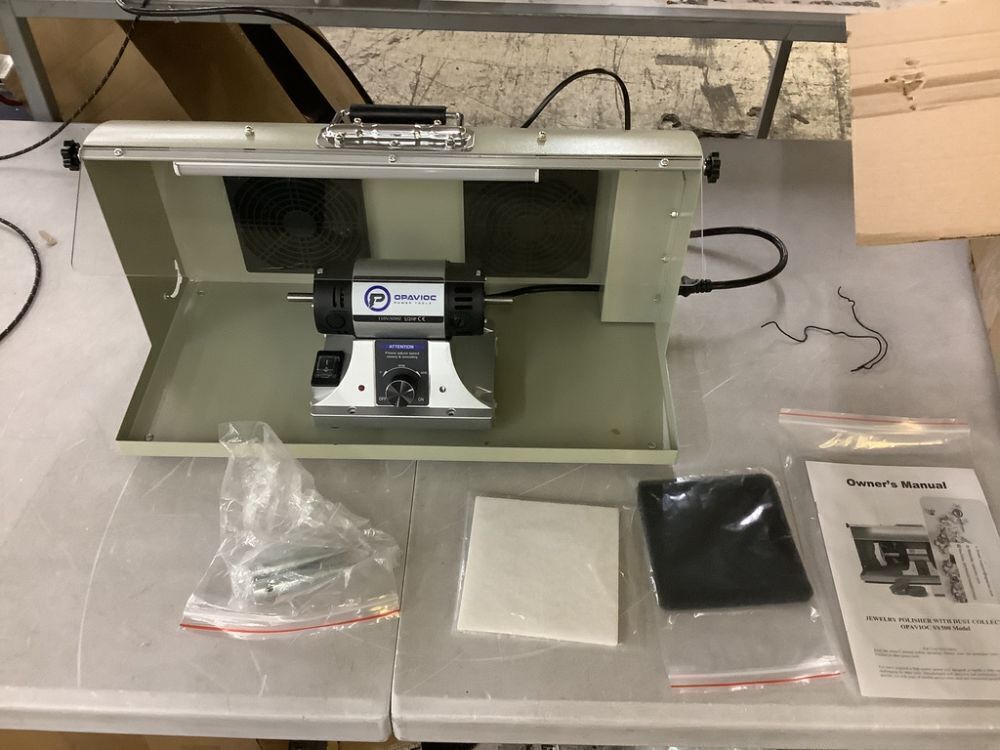 Adjustable Variable Speed Bench Buffer Polishing & Buffing Machine with Dust Collector Hood - Image 3 - Lot 76