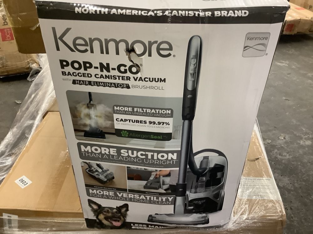 KENMORE POP-N-GO Bagged Corded HEPA Multisurface Gray Canister Vacuum with Hair Eliminator Brushroll - Image 4 - Lot 77JF