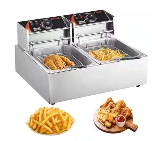VEVOR Commercial Electric Deep Fryer 18.2 qt. 3000 Watt Stainless Steel - Lot 80JF