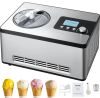 VEVOR Automatic Ice Cream Maker with Built-in Compressor, 2 Quart No Pre-freezing, LCD Display & Timer, Silver - Thumbnail 1