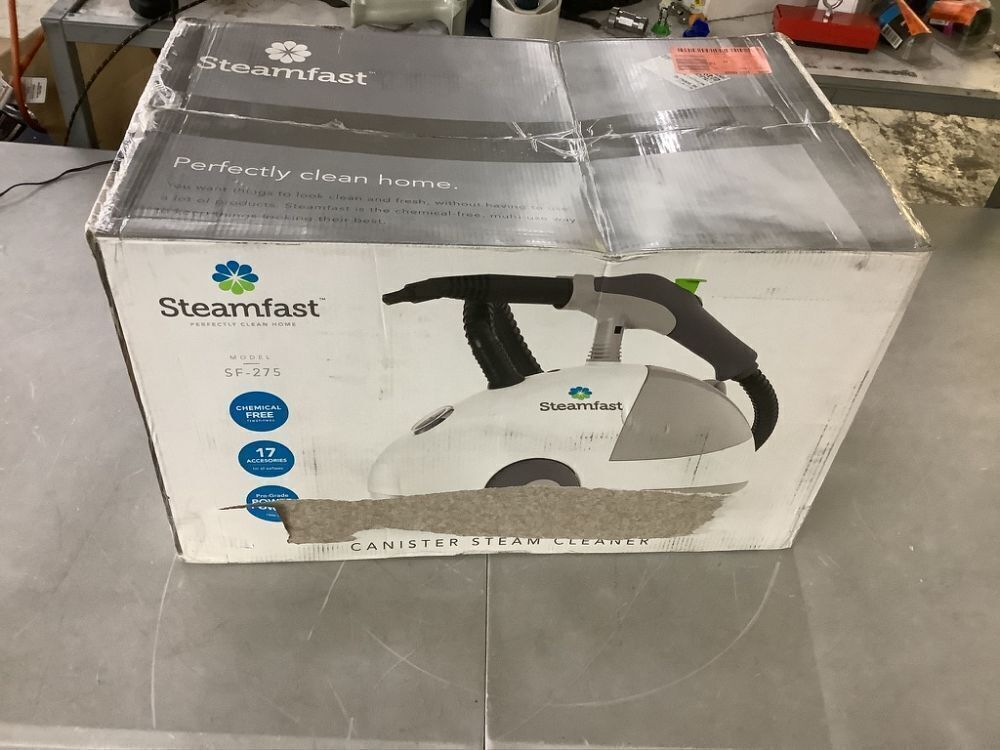 STEAMFAST Corded Steam Cleaner for Most Surfaces in White with Wheels - Image 2 - Lot 87JF