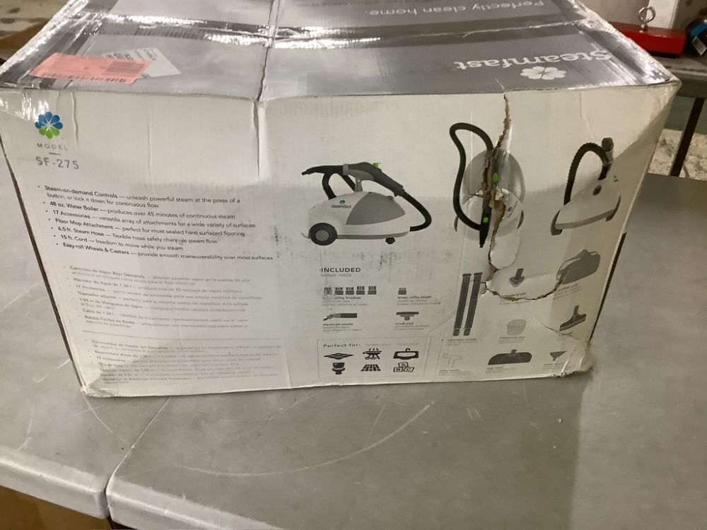 STEAMFAST Corded Steam Cleaner for Most Surfaces in White with Wheels - Image 5 - Lot 87JF