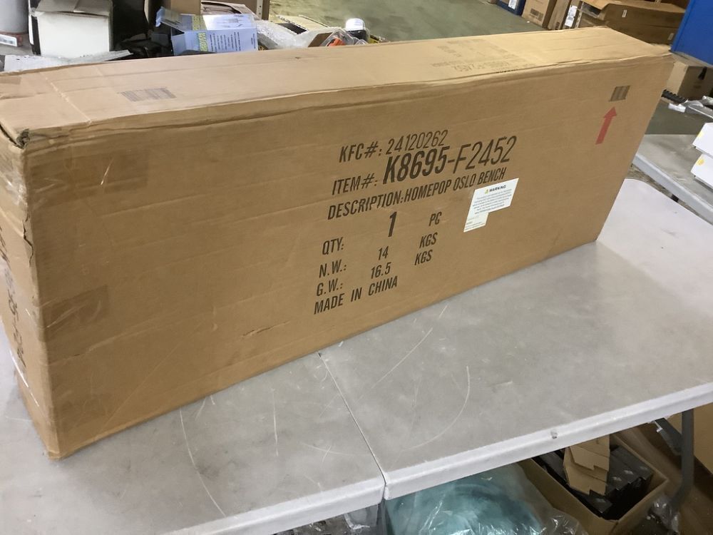 Homepop Oslo Wide Tan Stripe 47.5 in. Bedroom Bench - Image 2 - Lot 109JF