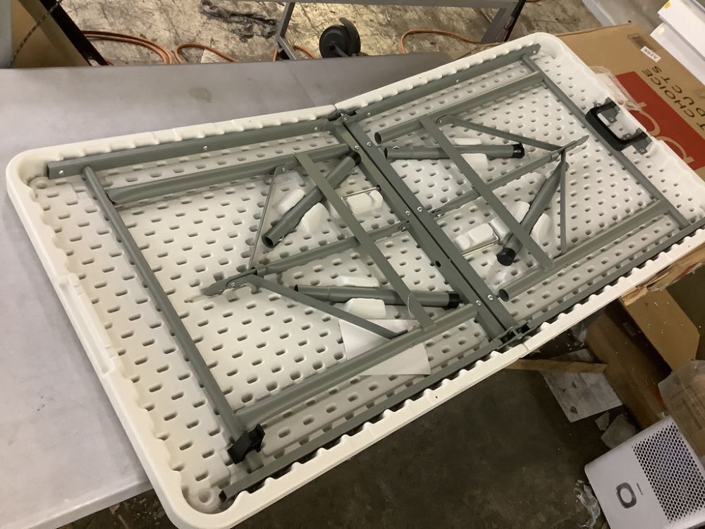 Portable Folding Plastic Dining Table w/ Handle, Lock - 4ft - Image 2 - Lot 123