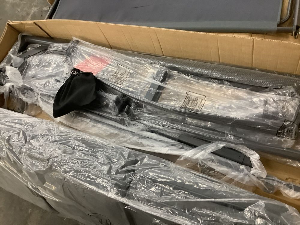 3-Seat Outdoor Canopy Swing Glider Furniture w/ Converting Flatbed Backrest - Cut in Seat Frame - Image 3 - Lot 125