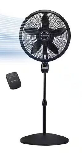Lasko Cyclone 18 in. 3 Speed Oscillating Pedestal Fan for Home in Black with Adjustable Height, 4-Hour Timer and Remote - Lot 176JF
