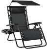 Folding Zero Gravity Recliner Patio Lounge Chair w/ Canopy, Side Tray - Thumbnail 1