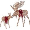 5ft 2-Piece Moose Family Lighted Outdoor Christmas Decor Set w/ LED Lights - Thumbnail 1