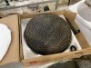 55lb Round Wicker Style Patio Umbrella Stand w/ Blackened Bronze Finish - Thumbnail 2