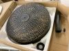 55lb Round Wicker Style Patio Umbrella Stand w/ Blackened Bronze Finish - Thumbnail 3
