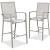 Set of 2 Outdoor Barstools, Patio Chairs w/ Footrests, All-Weather Mesh - Thumbnail 1